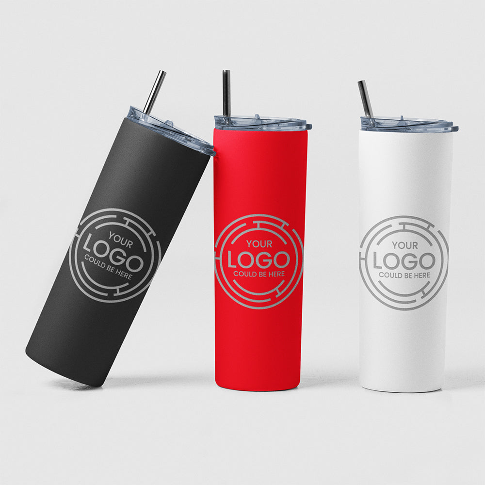 Stainless Steel Skinny Tumbler with Straw - 20oz